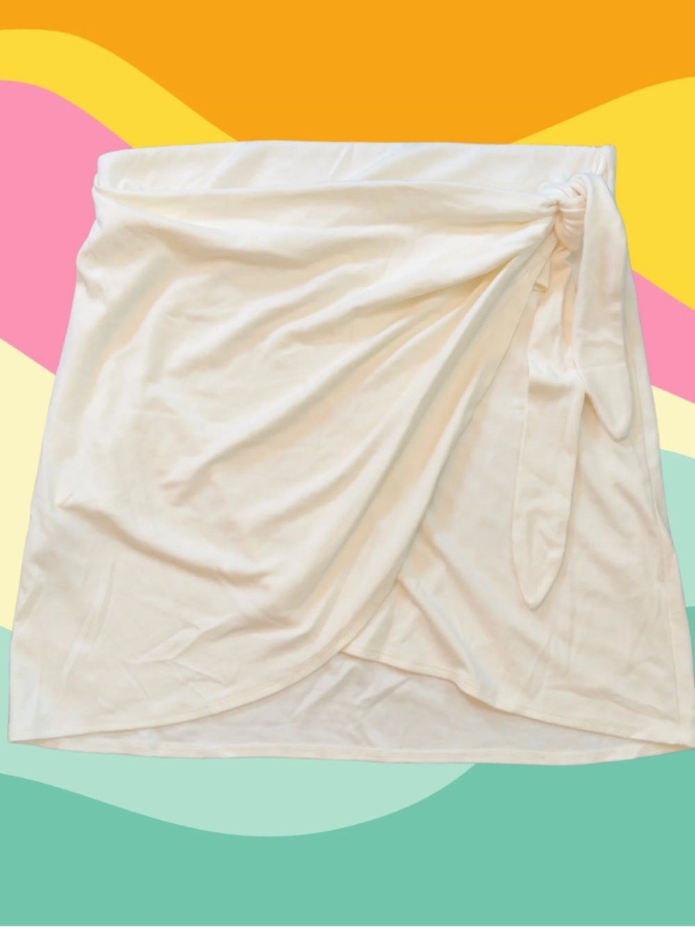 Aritzia Cream Saturn Wrap Mini Skirt with Side Tie